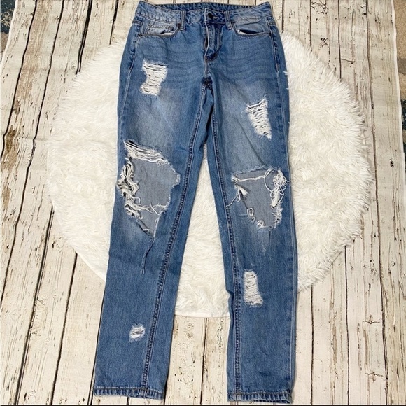 Empyre Easton boyfriend distressed ripped jeans size 0 relaxed low rise - Picture 2 of 12
